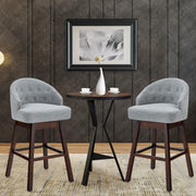 Conjunto de 2 Taburetes de Bar Giratórios – 55 x 53 x 105 cm – Cinzento – Madeira de borracha, tecido de linho