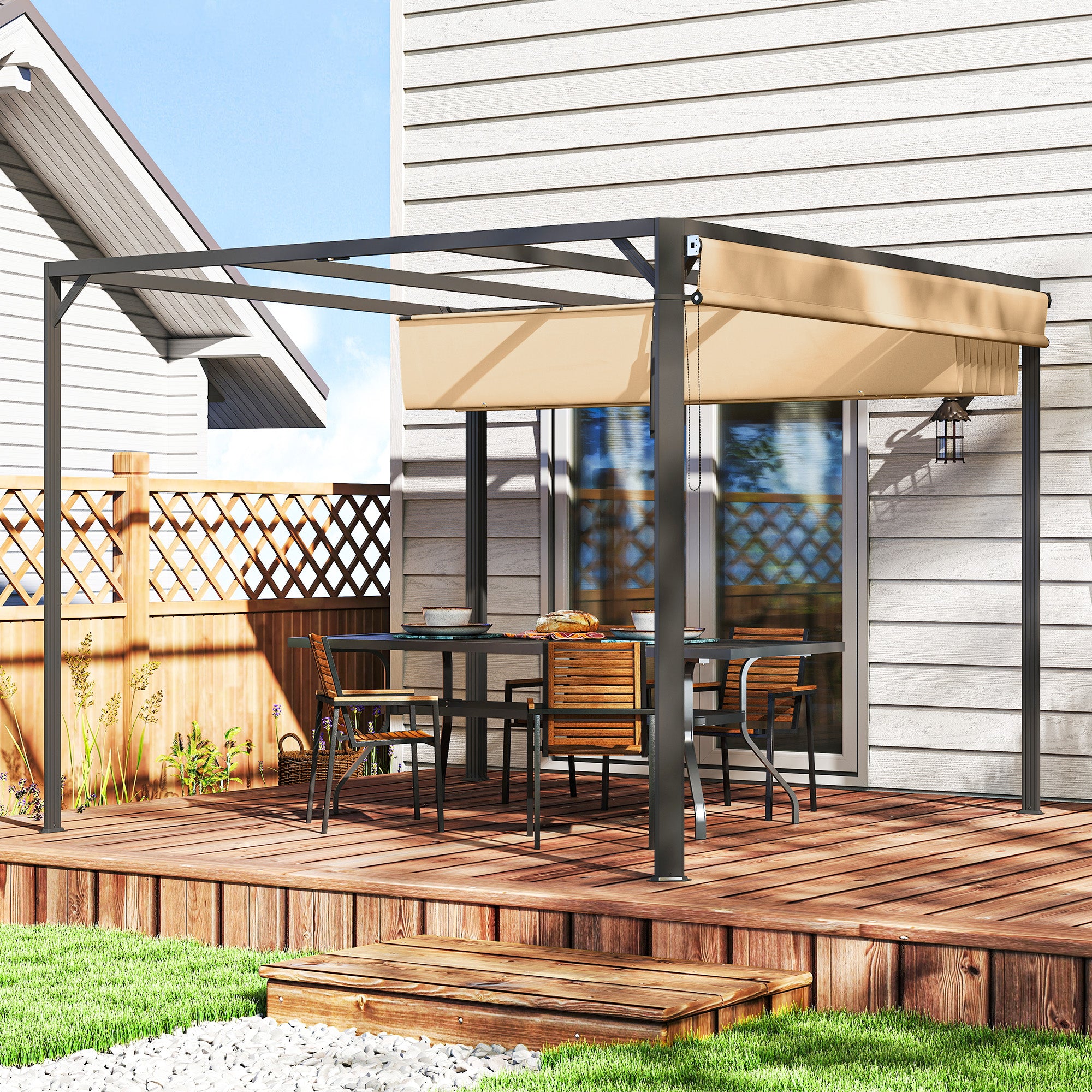 Pérgola de Alumínio 300x300x227 cm - Cor Cáqui