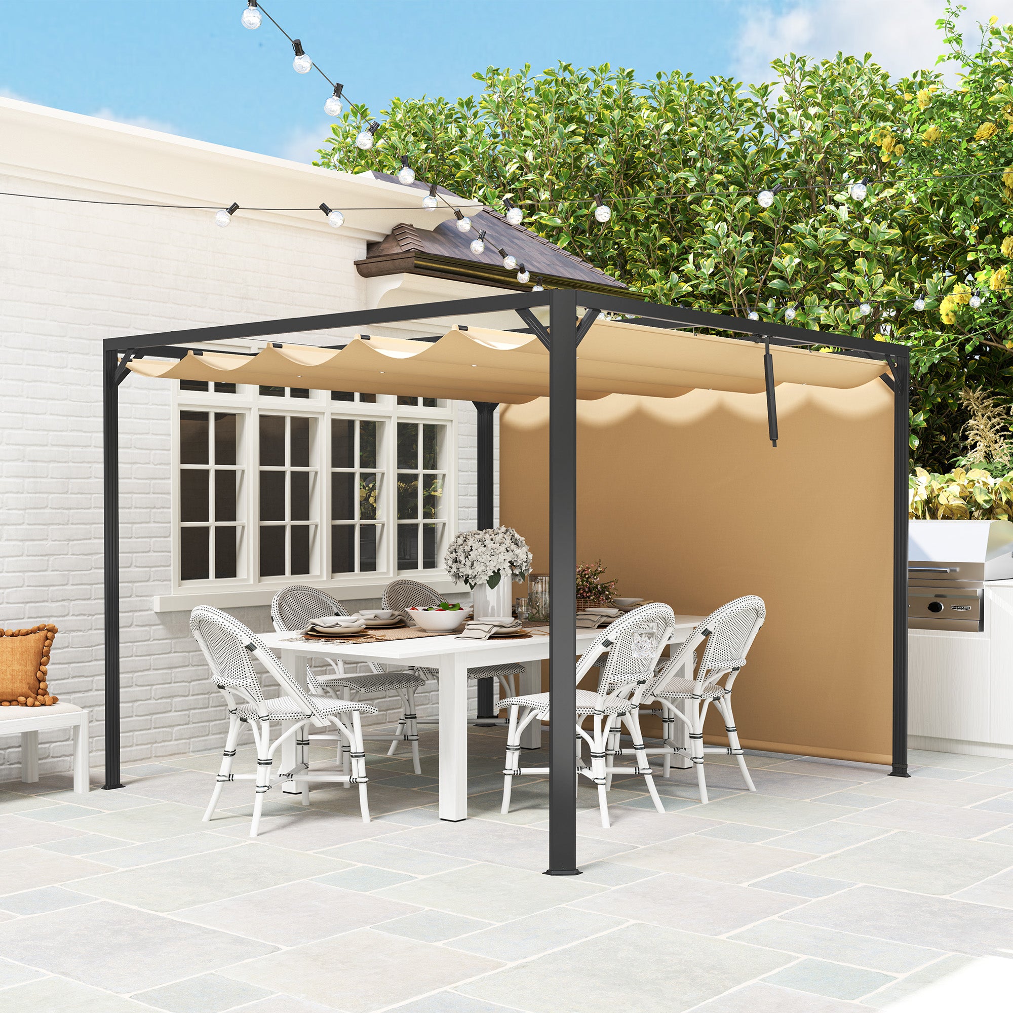 Pérgola de Alumínio 300x300x227 cm - Cor Cáqui