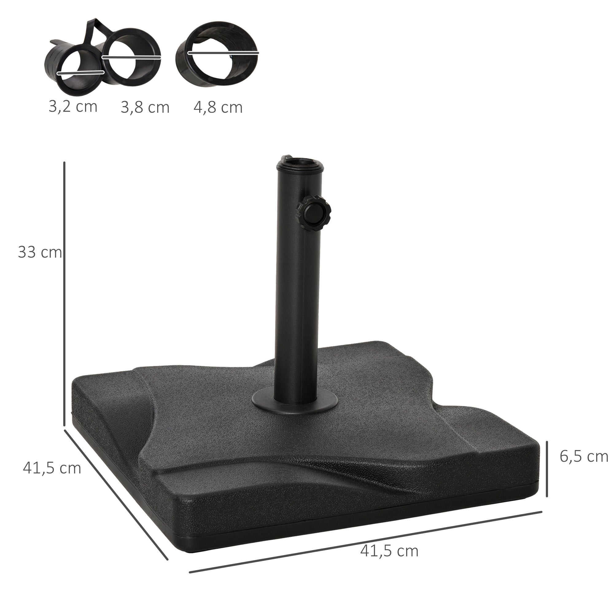 Base para Guarda Sol Quadrada – 41,5x41,5x35 cm – Preto – Plástico HDPE