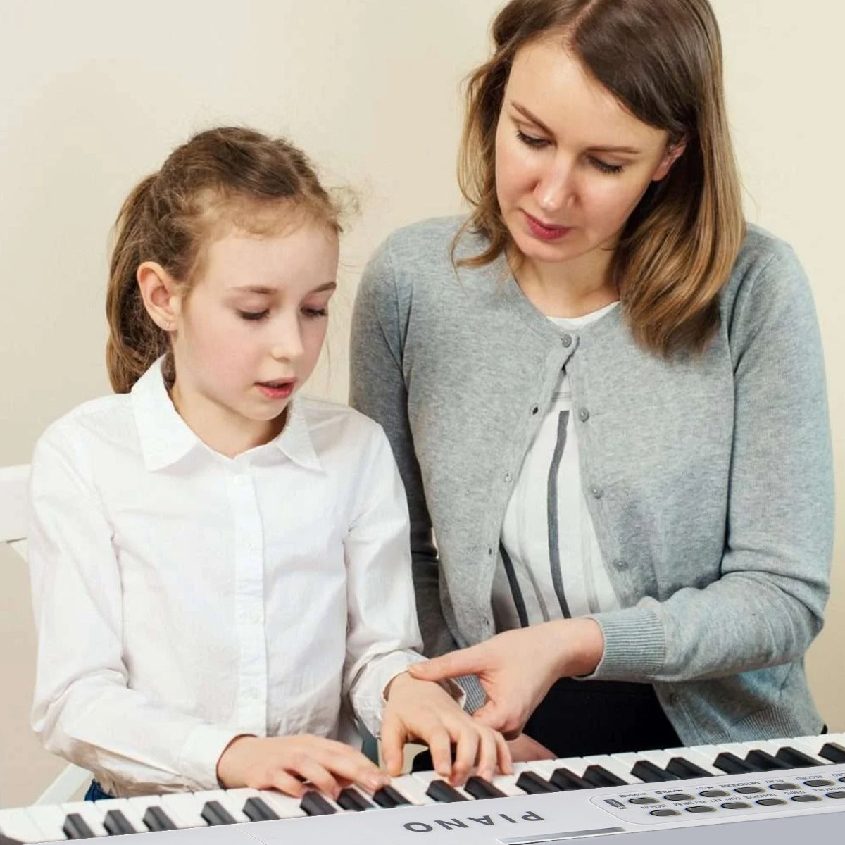 Piano Elétrico Portátil de 88 Teclas Semipesado Dobrável de Tamanho Completo com MIDI 128 x 23 x 6 cm - Branco