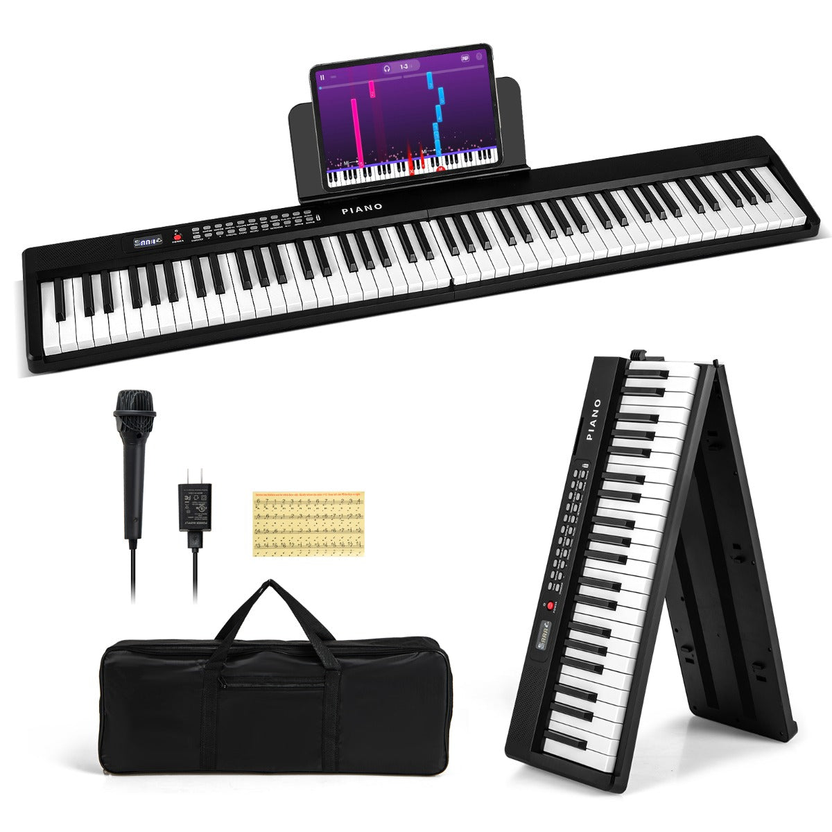 Piano Digital Portátil de 88 Teclas Semipesadas com MIDI - Preto