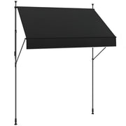 Toldo Manual Retrátil 200x120 cm Preto Altura Ajustável 210-310 cm