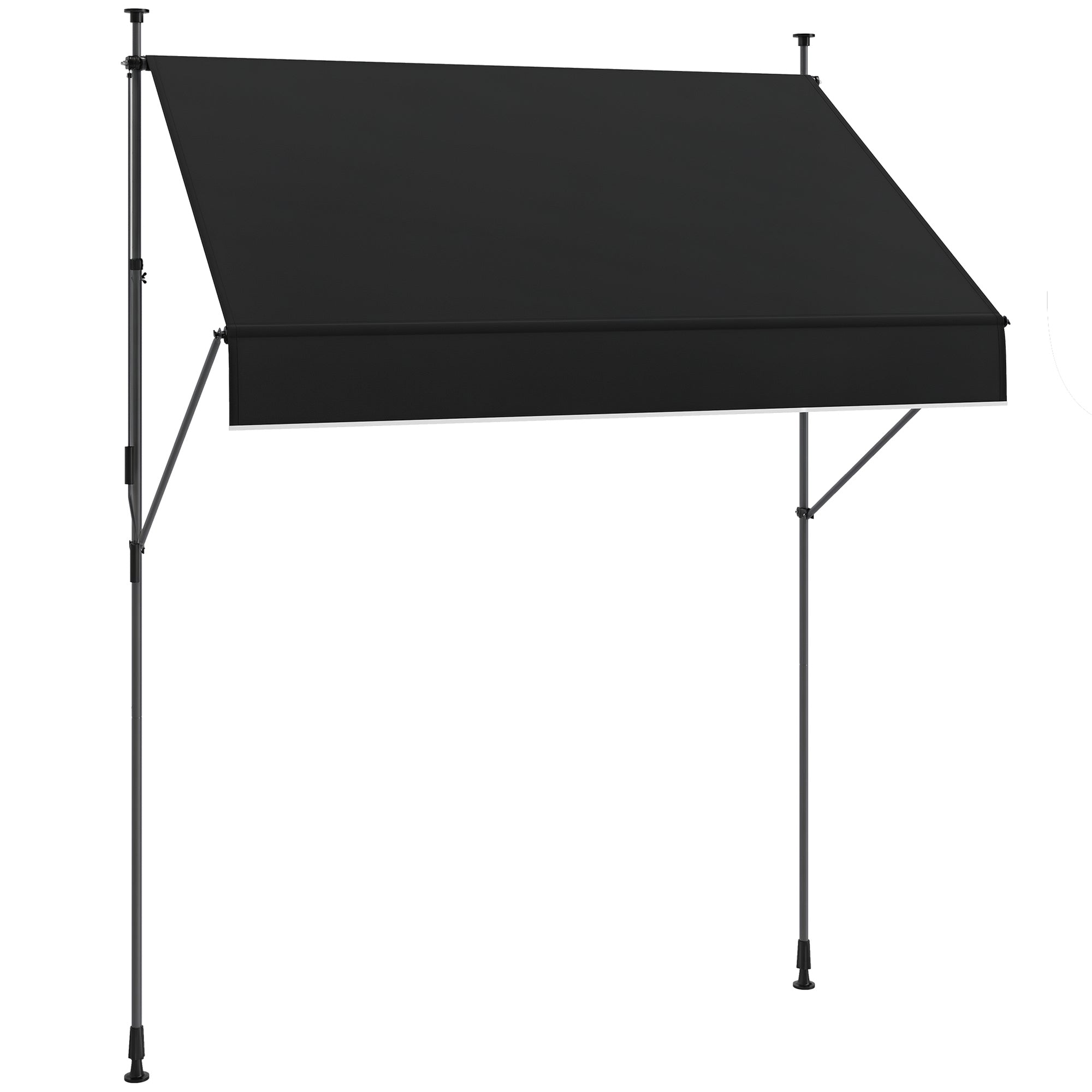 Toldo Manual Retrátil 200x120 cm Preto Altura Ajustável 210-310 cm