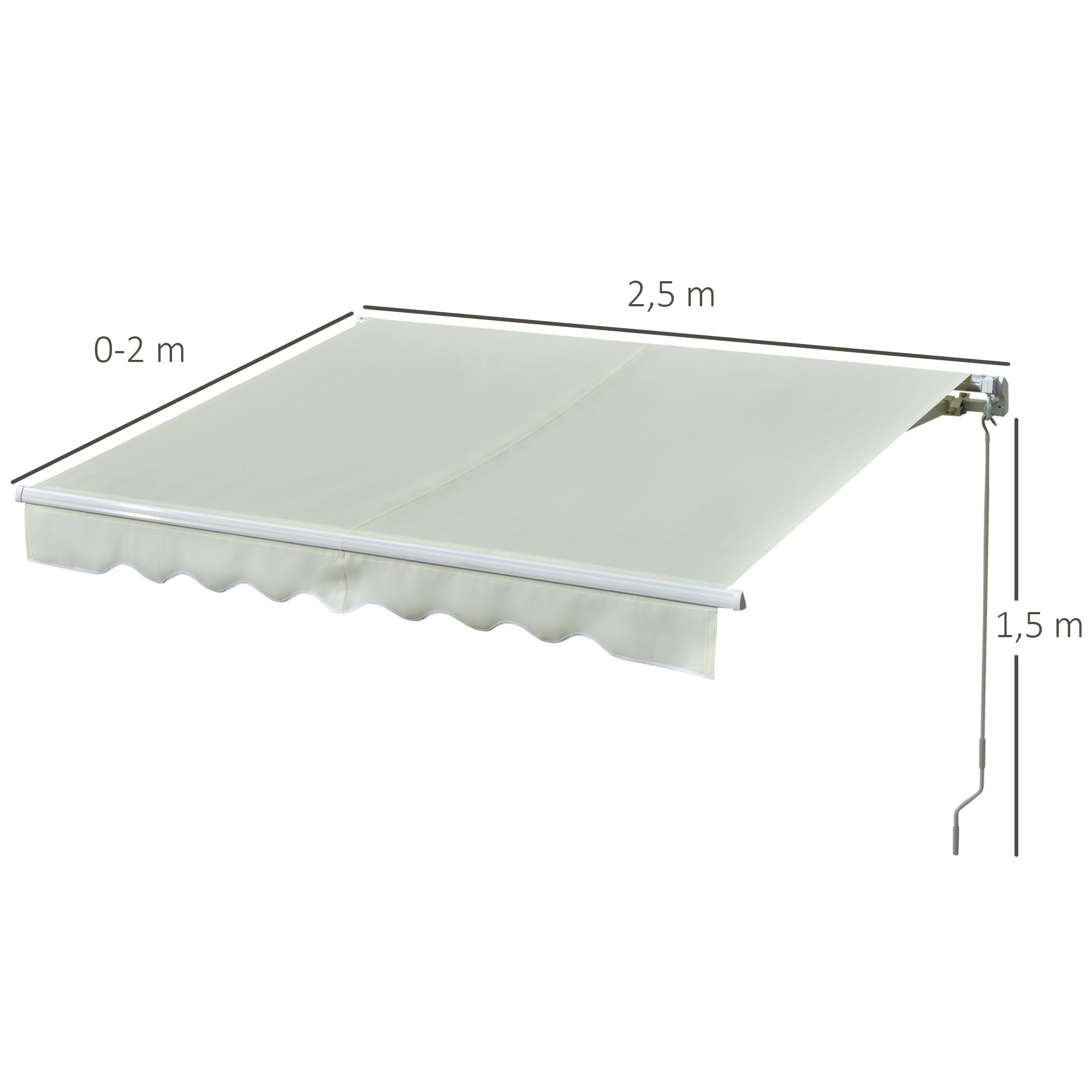Toldo Manual Retrátil 250x200 cm - Cor Creme