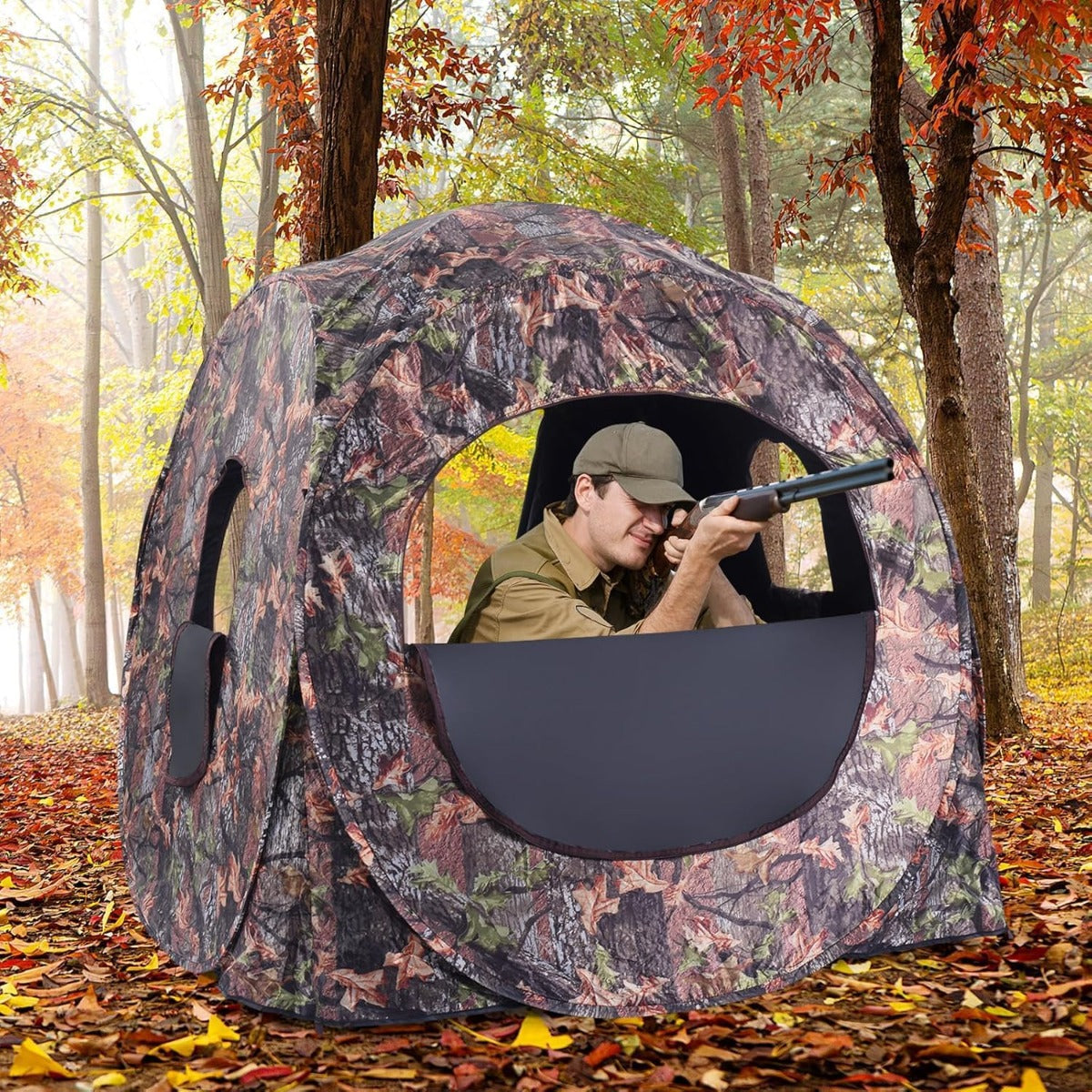 Abrigo de Caça Camuflado Tenda de Caça Portátil Pop-up para 3 Pessoas com Janela de Malha Fácil Montagem para Campismo