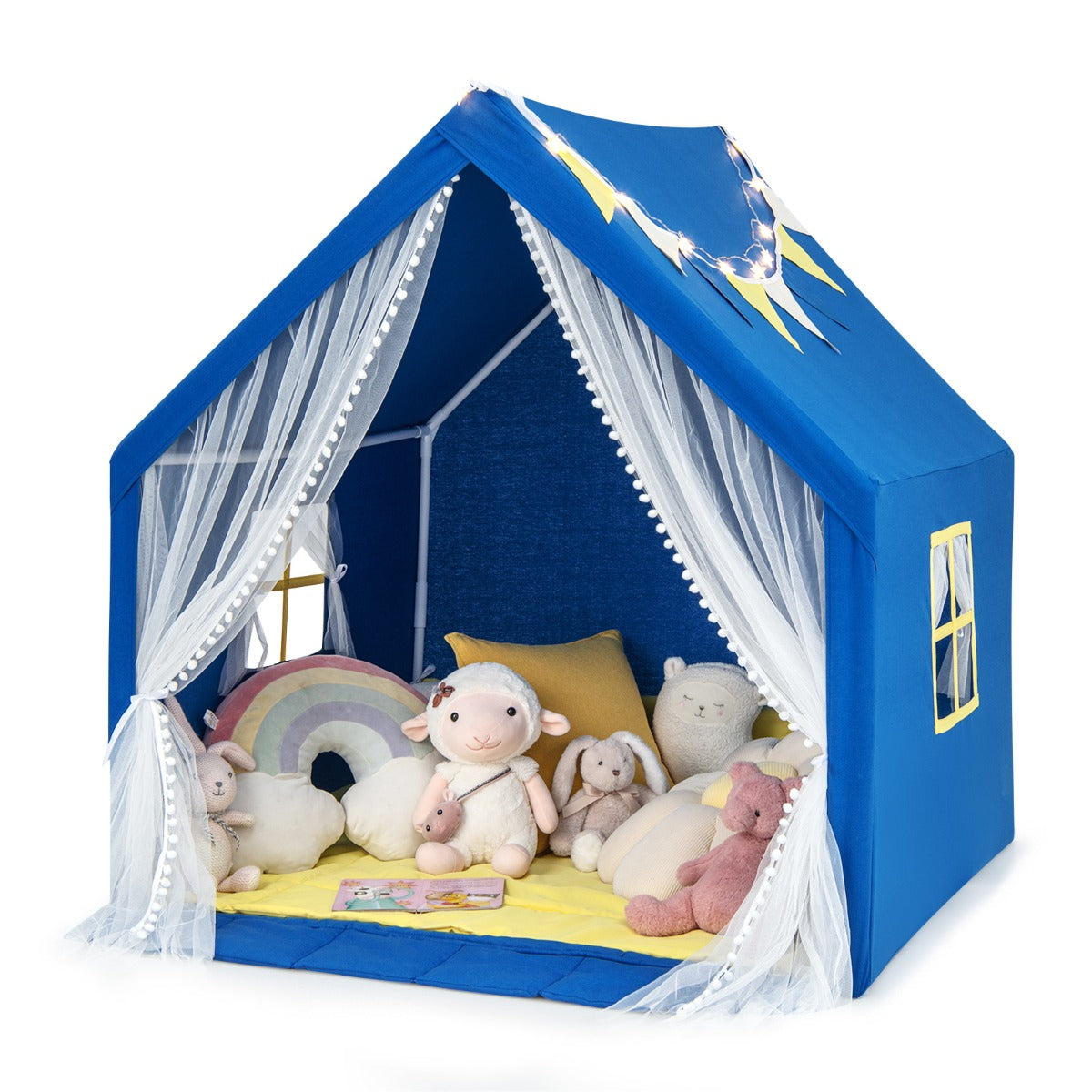 Cabana de Jogo Infantil com Tapete de Algodão Lavável – 122 x 105 x 125 cm – Azul