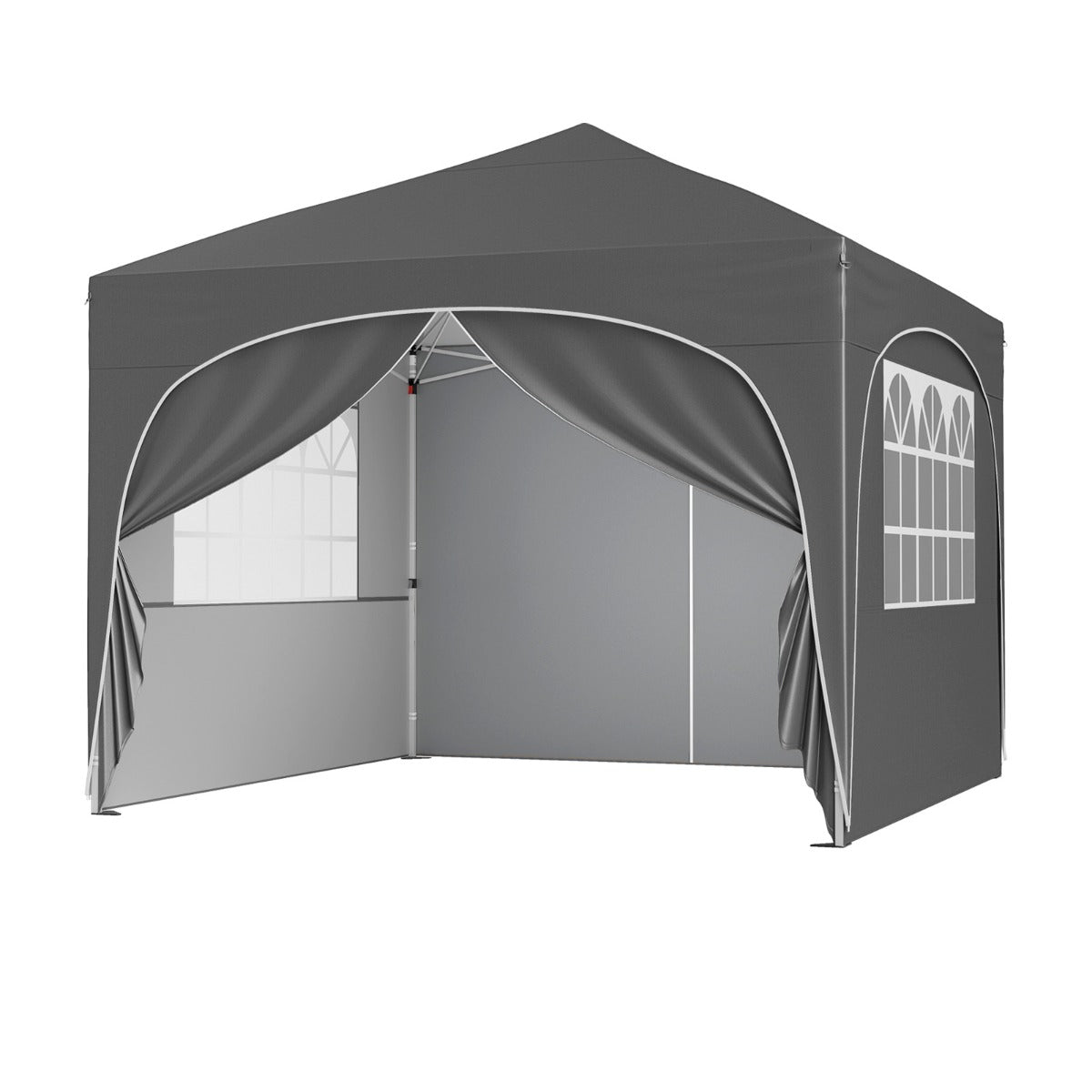 Gazebo Emergente com 4 Paredes Removíveis 8 Estacas 4 Âncoras 4 Sacos de Areia e 4 Cordas de Vento Bolsa com Rodas 3 x 3 m Cinzento