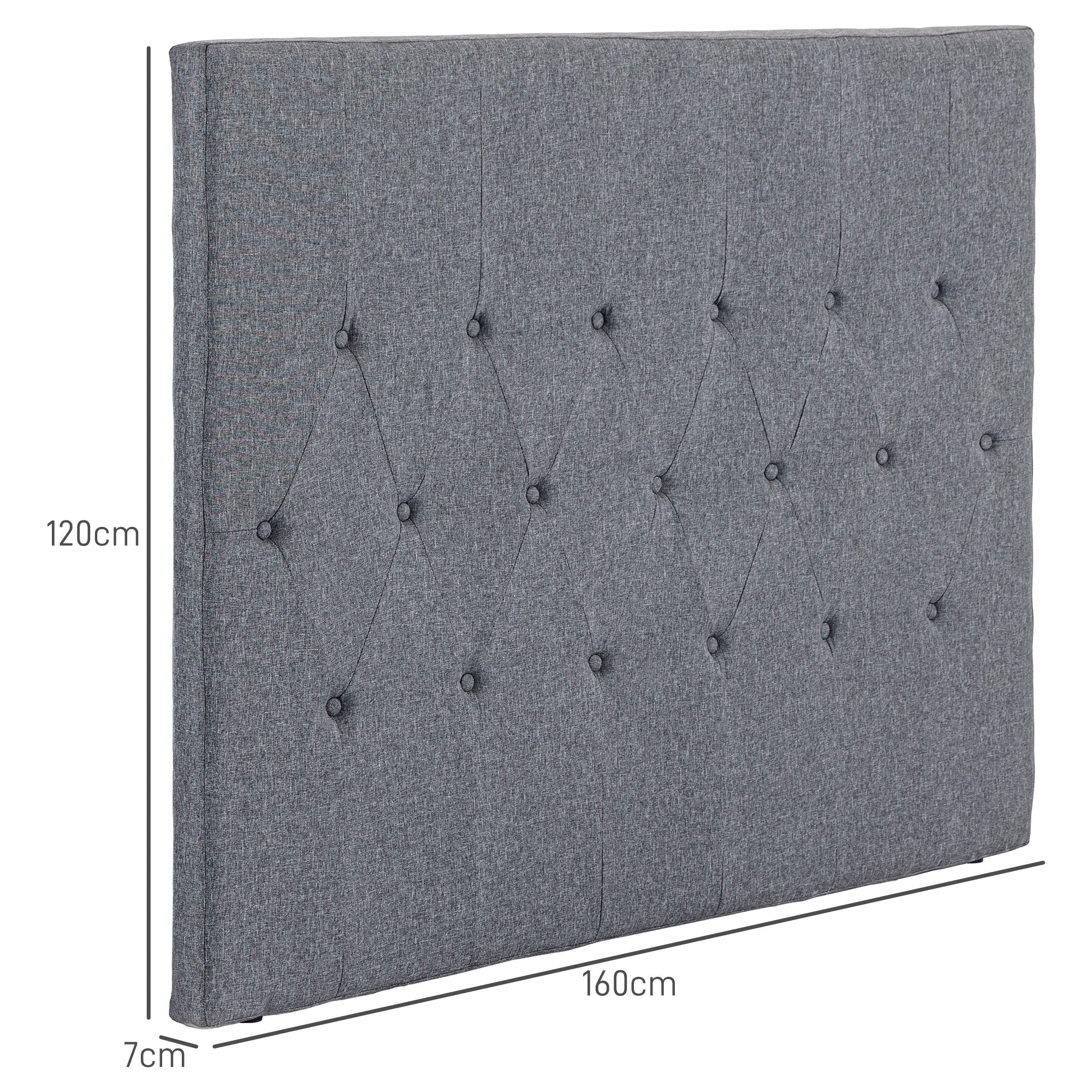 Cabeceira de Cama 160x7x120 cm Cinza - Estofada em Linho e Acolchoada