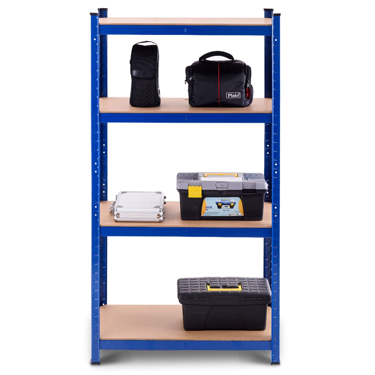 Estante de Armazenamento para Garagem em Ferro e MDF de 4 Prateleiras Estantería Pesado 80x40x160cm azul