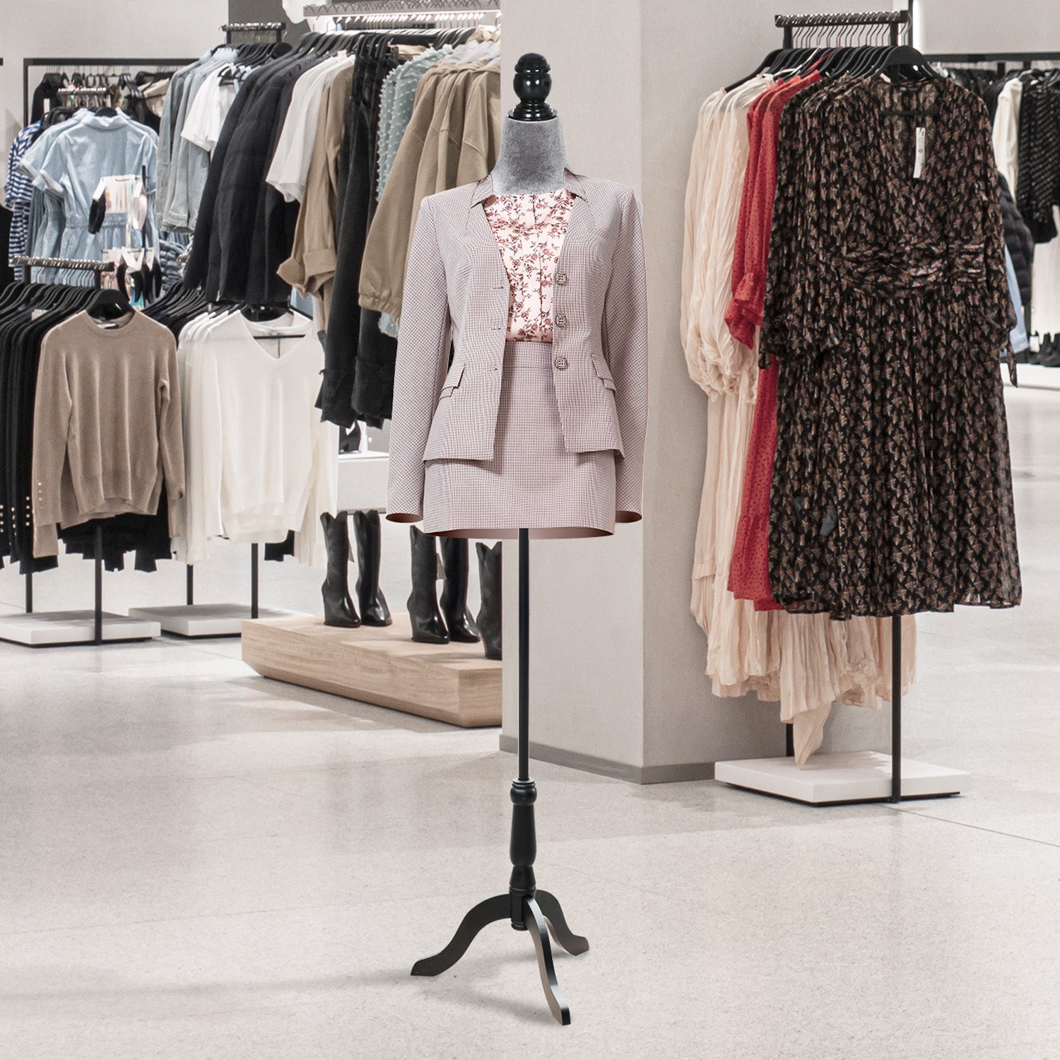 Manequim Feminino Ajustável 130-168 cm Cinza