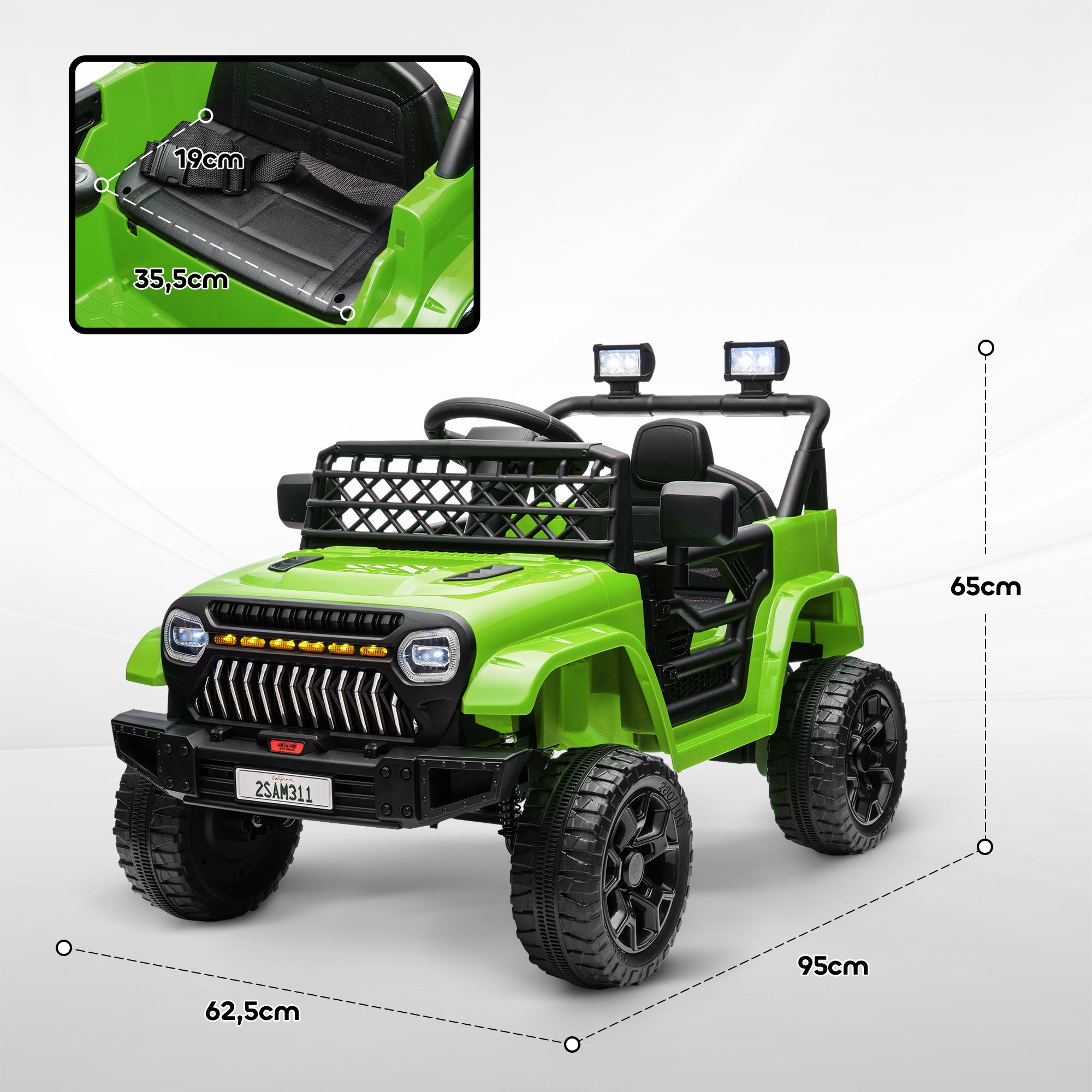 Carro Elétrico Infantil UTV Verde 95x62,5x65 cm