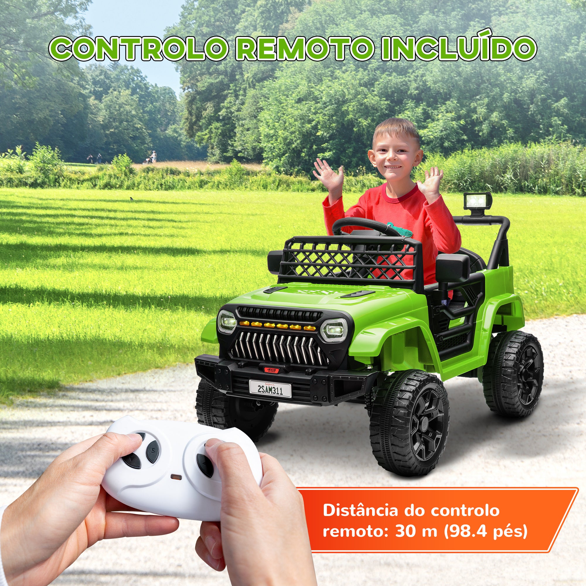 Carro Elétrico Infantil UTV Verde 95x62,5x65 cm