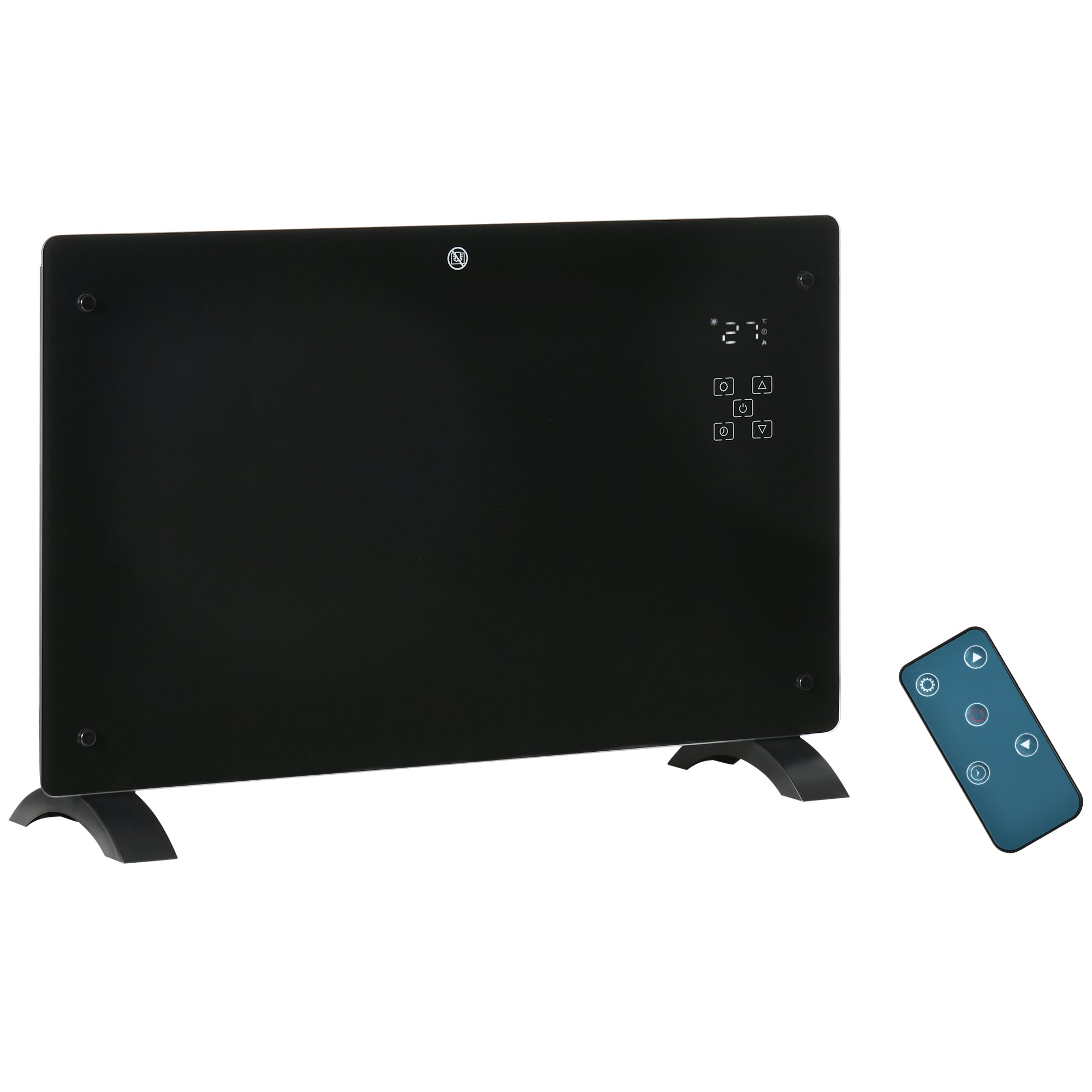 Aquecedor Elétrico 1000W/2000W Convecção Parede Ecrã LED Termostato 78x24x52 cm Preto