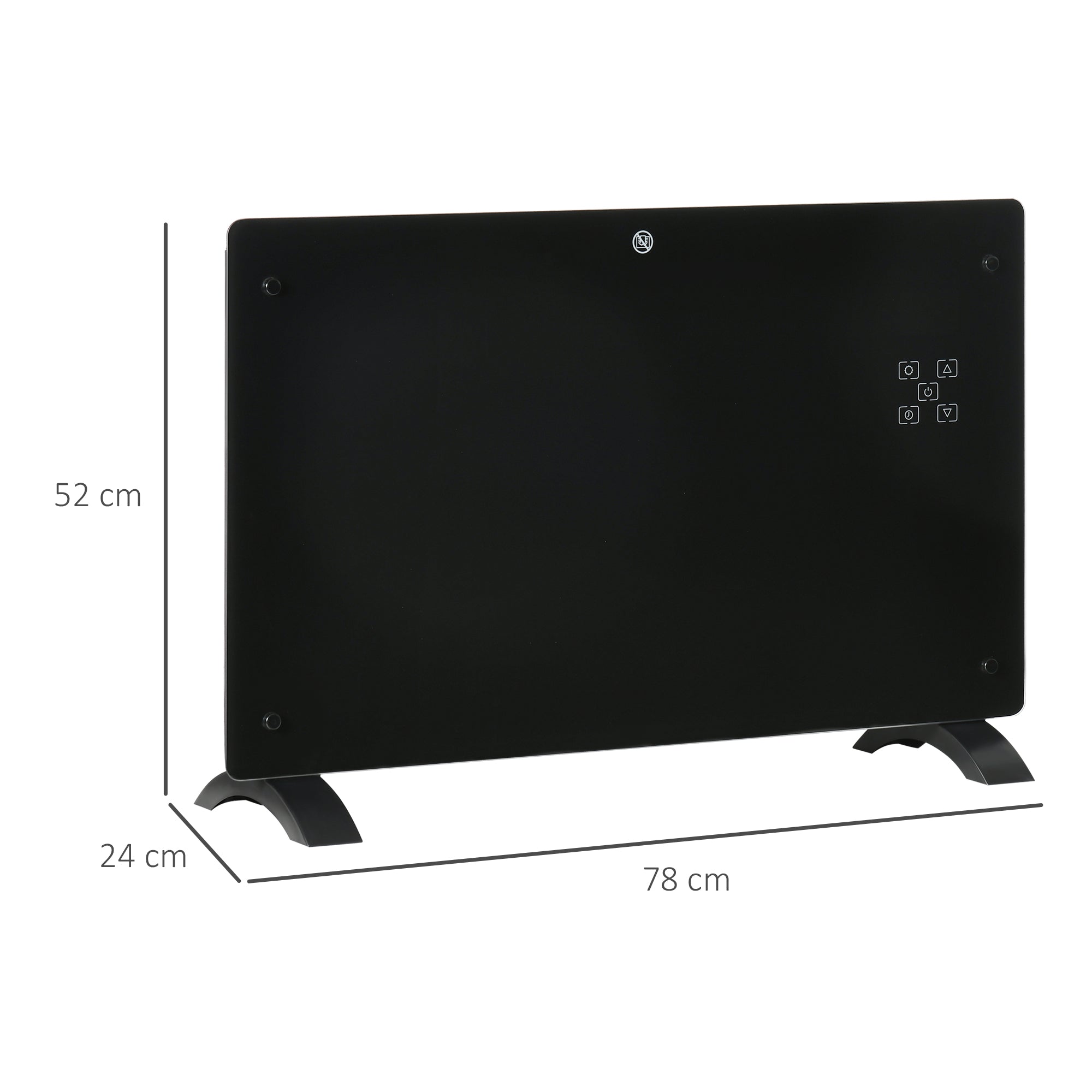 Aquecedor Elétrico 1000W/2000W Convecção Parede Ecrã LED Termostato 78x24x52 cm Preto