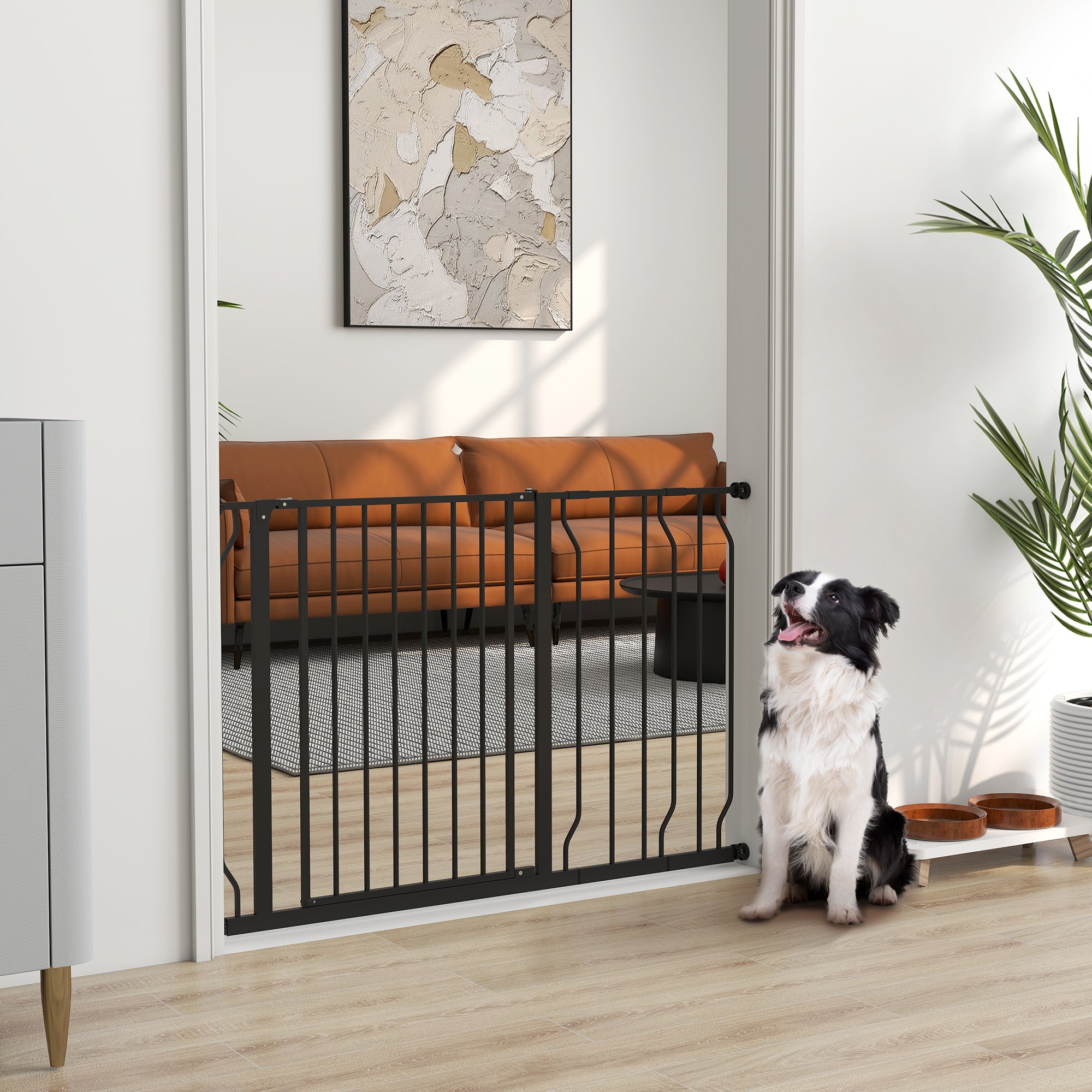 Barreira de Segurança Extensível para Cães - 115x1.5x76 cm - Cor Preto