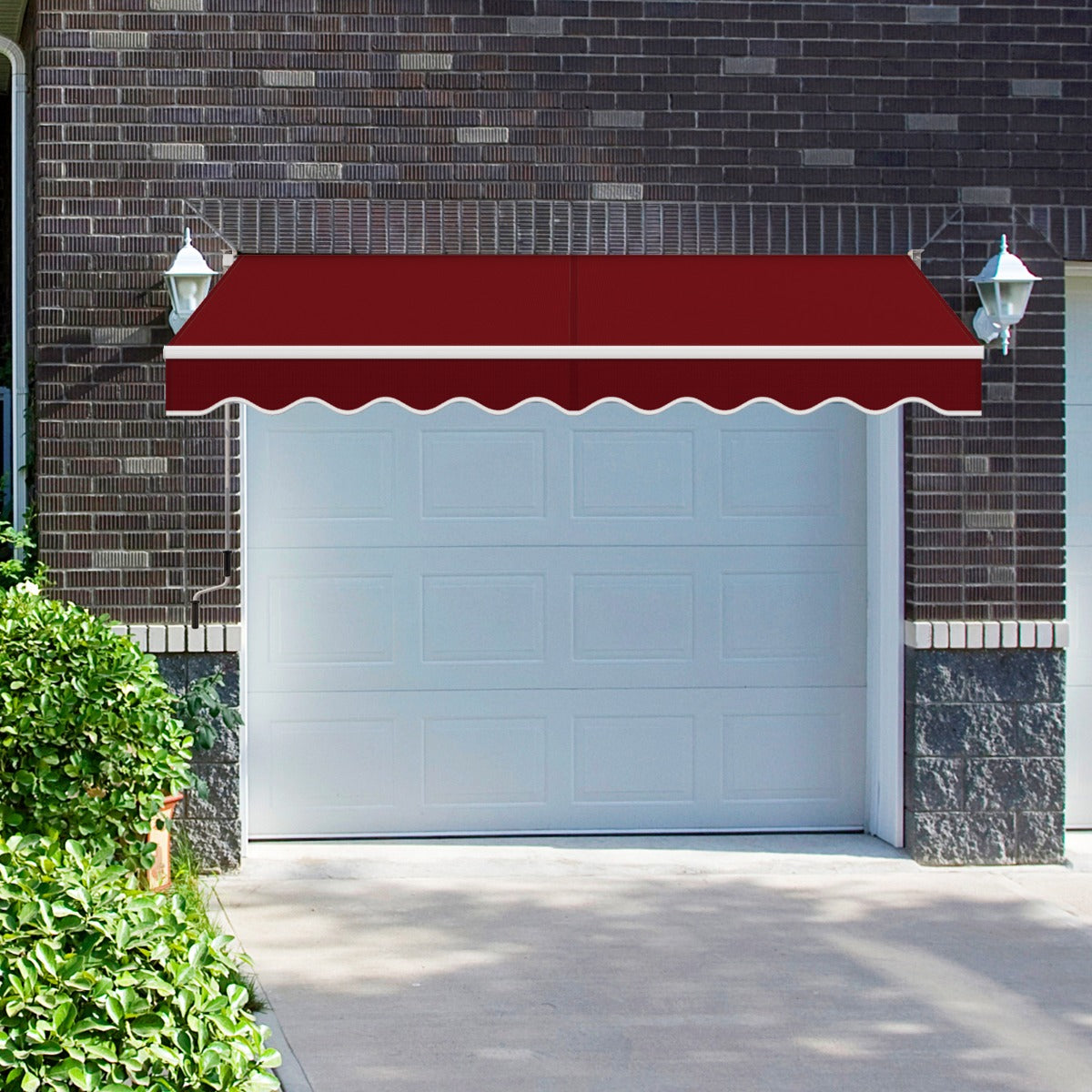 Toldo Retrátil 295 x 250 cm com Manivela Manual Marquise para Parede Porta Janela Vermelho