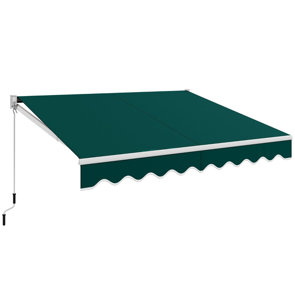 Toldo Retrátil 295 x 250 cm com Manivela Manual Marquise para Parede Porta Janela Verde