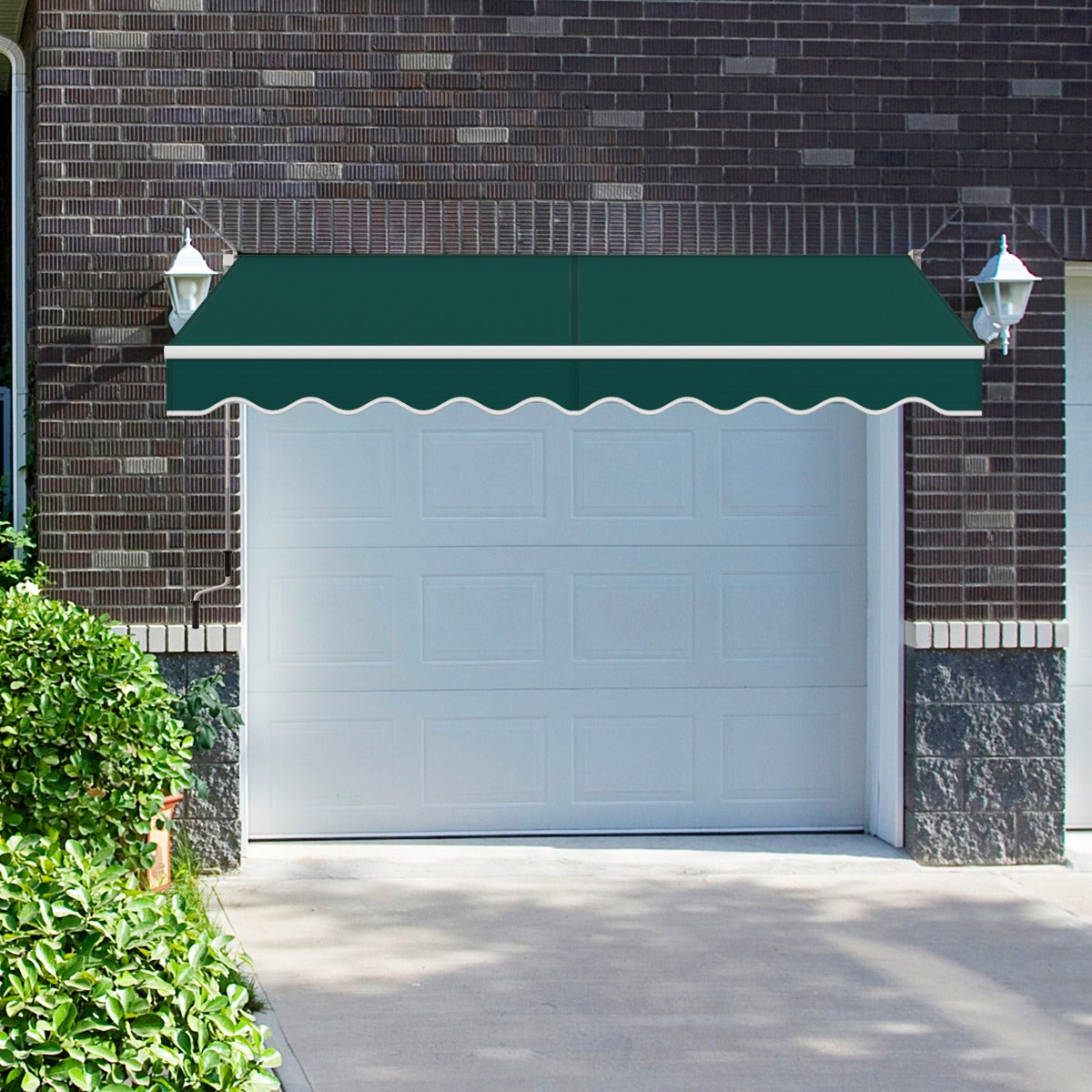 Toldo Retrátil 295 x 250 cm com Manivela Manual Marquise para Parede Porta Janela Verde