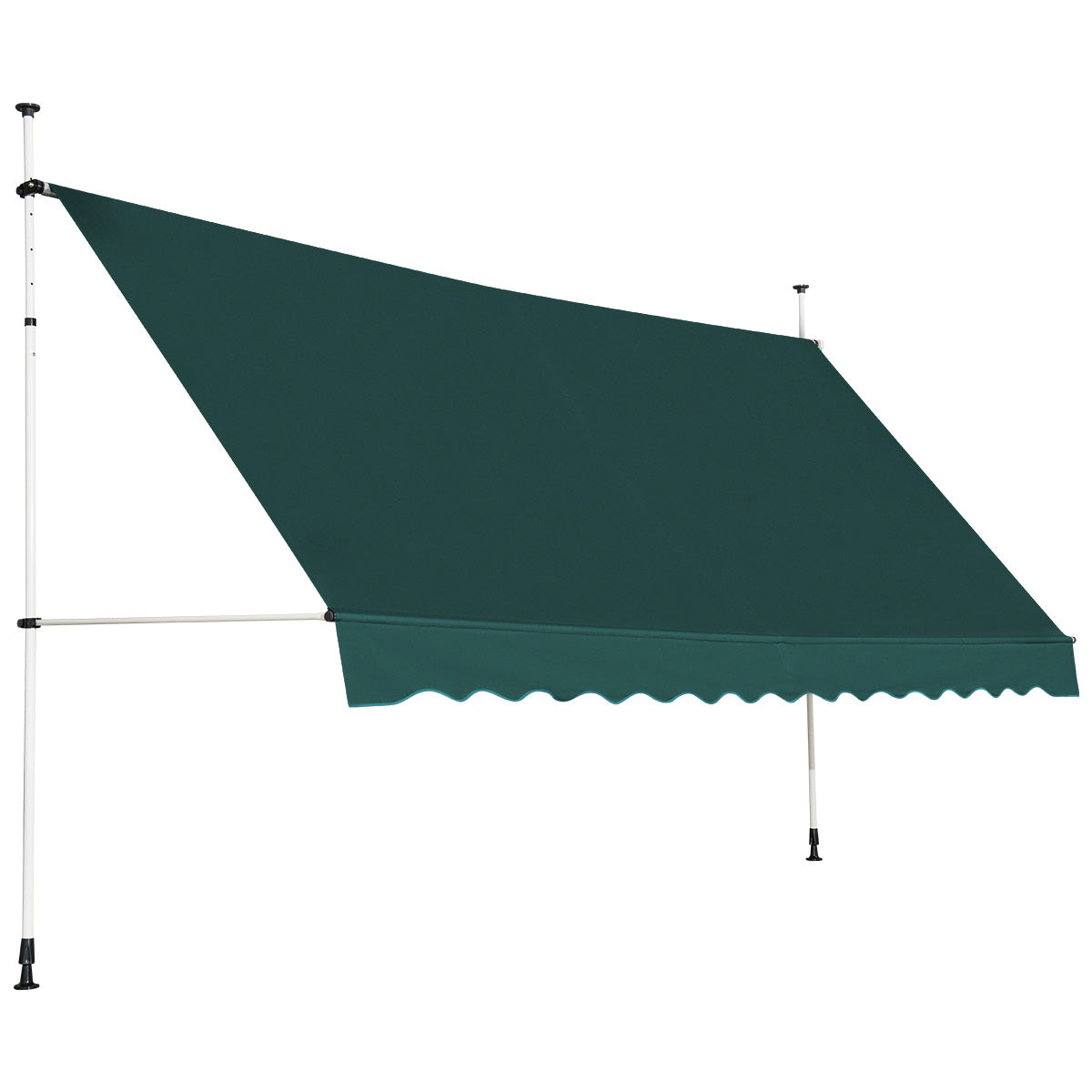 Toldo Telescópico e Retrátil Resistente aos Raios UV Impermeável com Manivela Altura Regulável para Janela Varanda Jardim 395 x 120 cm - Verde