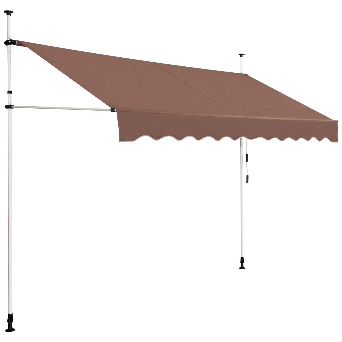 Toldo Telescópico e Retrátil 300 x 120 cm Resistente aos Raios UV Impermeável com Manivela Manual e Altura Regulável para Janela Varanda Castanho