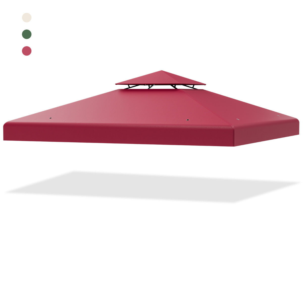 Toldo Substituto de Dois Pisos para Pergola 300 x 300 cm Toldo de Pavilhão de Poliéster de Pátio com Fivelas de Alumínio Vermelho