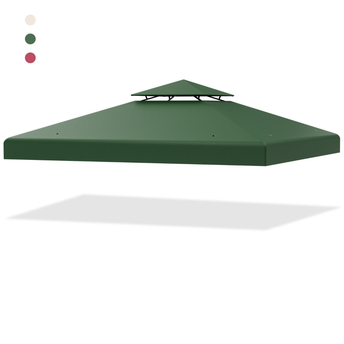 Toldo de Substituição de Dois Pisos para Pérgola 3 x 3 m Toldo de Pavilhão em Poliéster para Pátio com Fivelas em Alumínio Verde