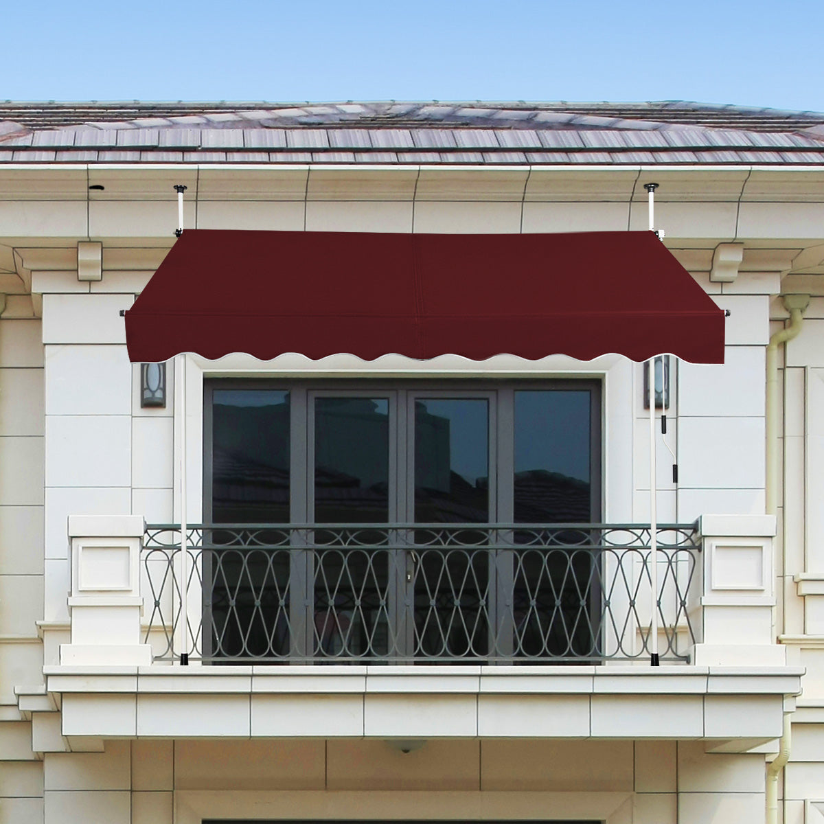 Toldo de Exterior para Terraço Ajustável em Altura 2-3 m com Manivela e Resistente às Intempéries 200 x 125 cm - Vermelho Vinho