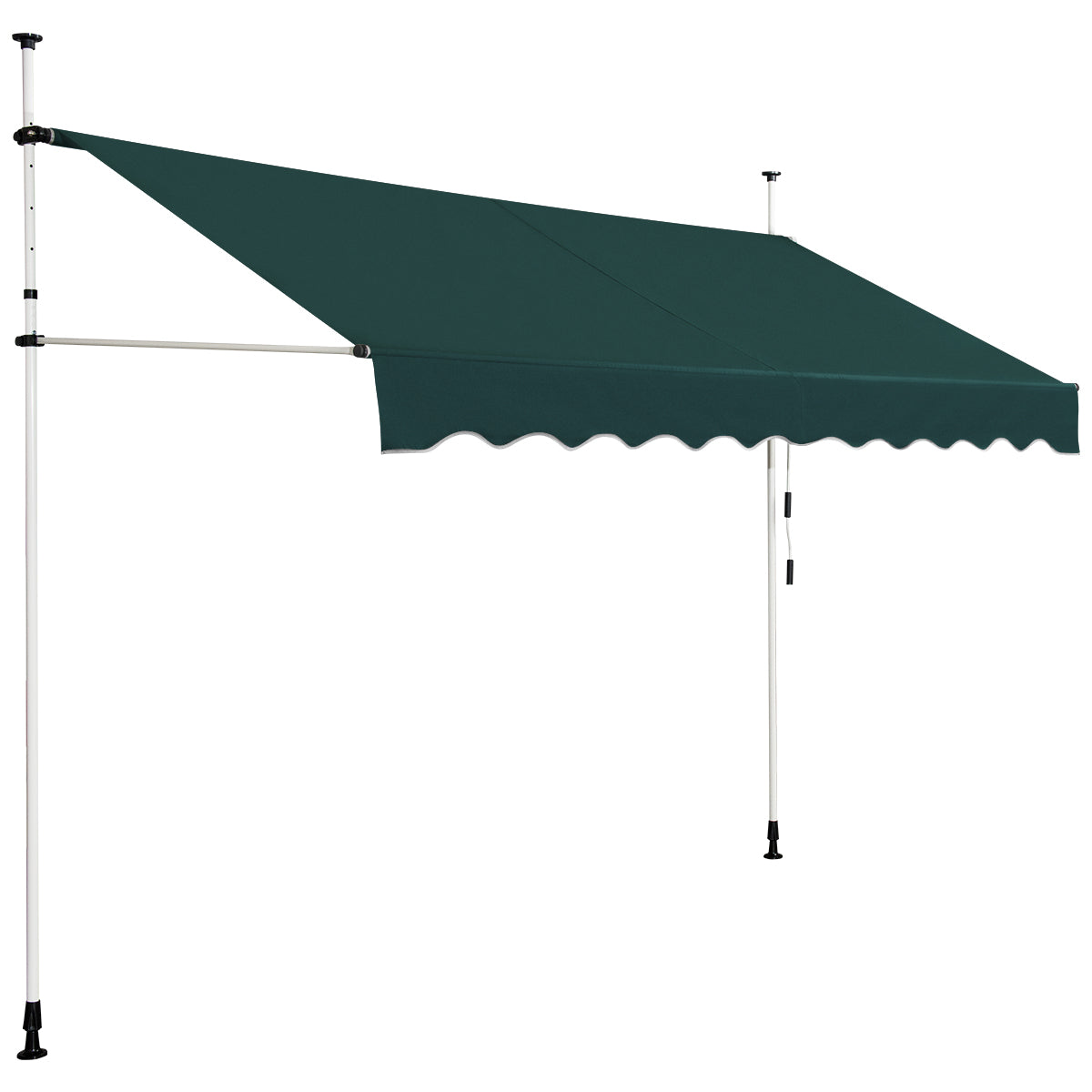 Toldo Telescópico e Retrátil 300 x 120 cm Resistente aos Raios UV Impermeável com Manivela Manual e Altura Regulável para Janela Varanda Verde
