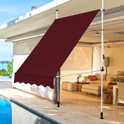 Toldo Telescópico Retráctil Resistente a Raios UV Impermeável com Manivela - Vermelho - 150cm