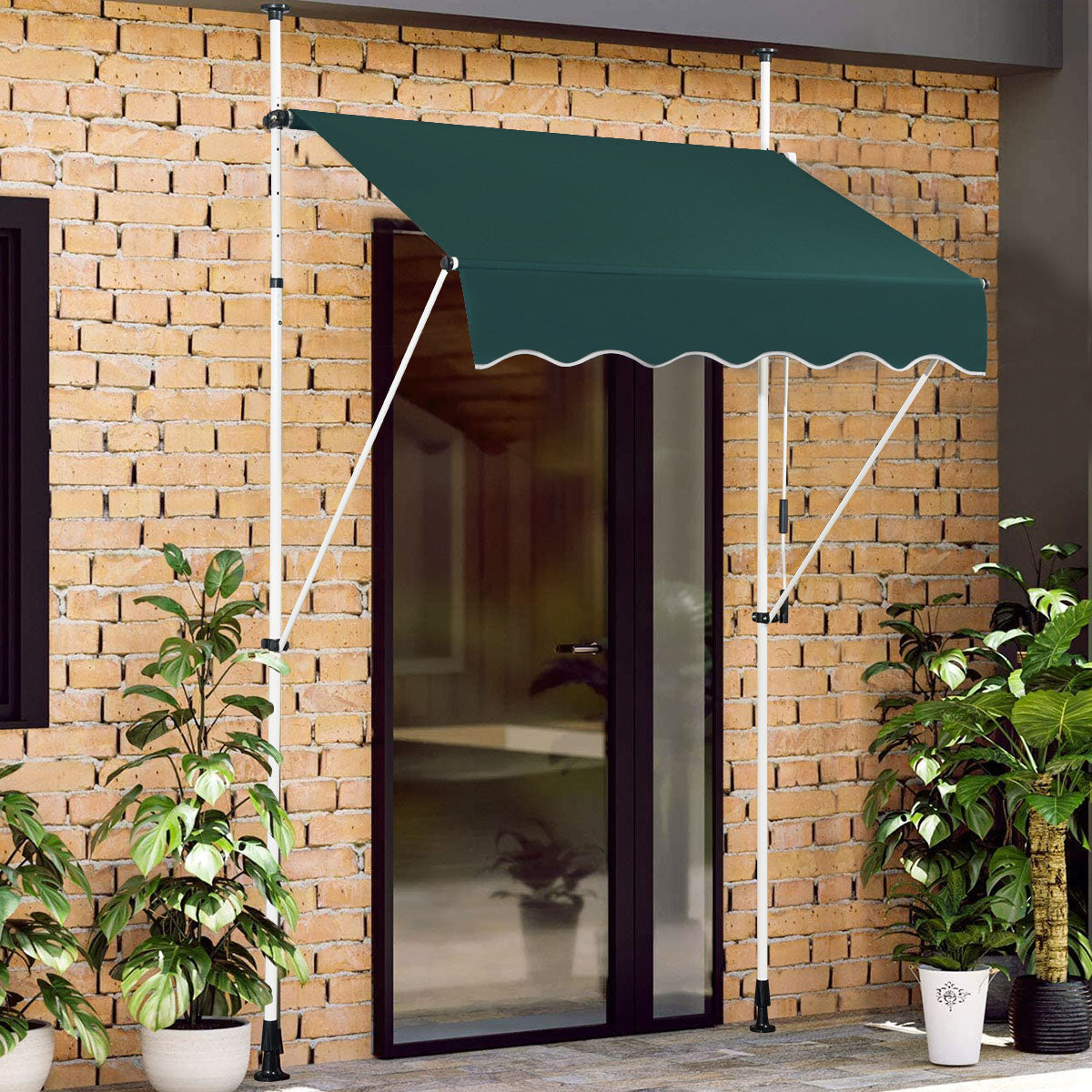 Toldo Telescópico e Retrátil Resistente a Raios UV para Jardim - Verde - 150cm