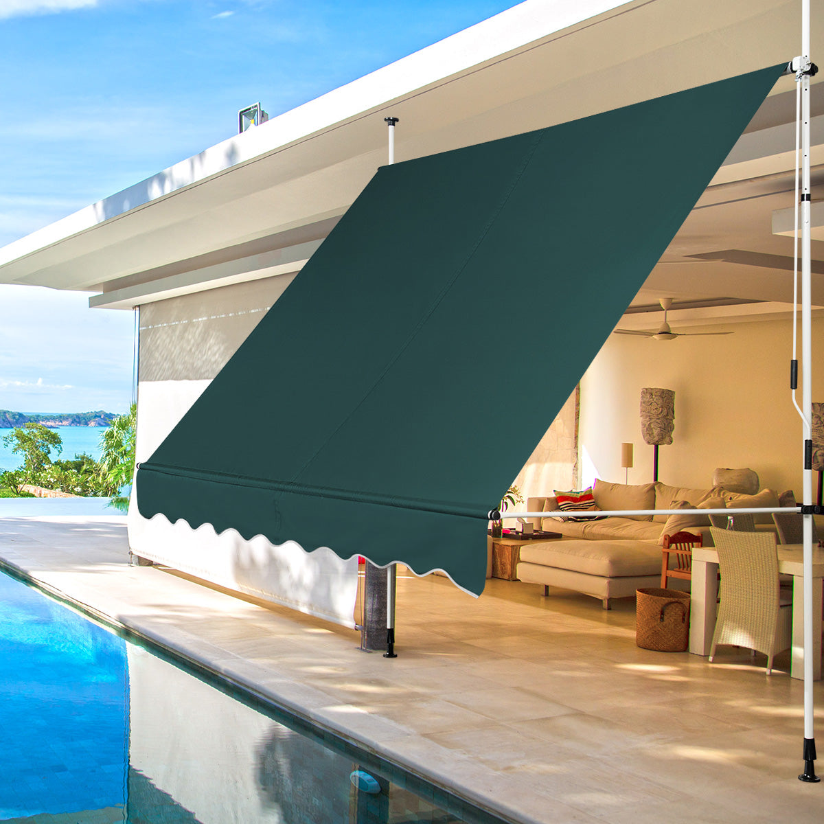Toldo Telescópico e Retrátil Resistente aos Raios UV Verde 250 cm