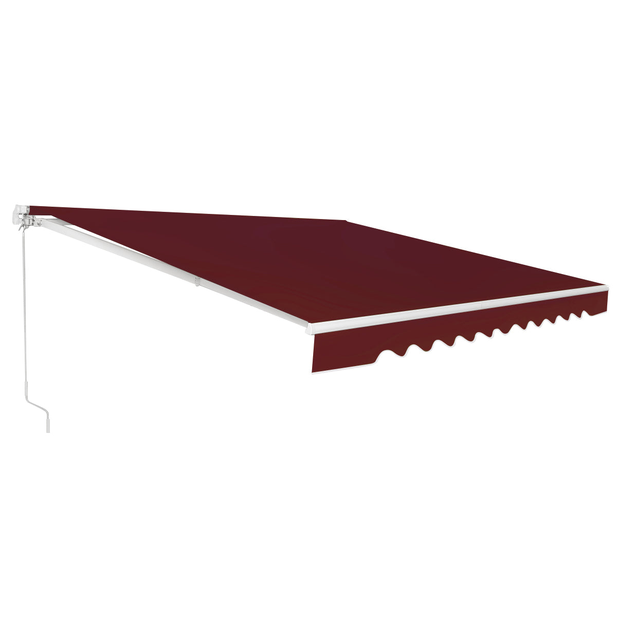 Toldo Retráctil 4 x 2,5 m de Pátio Cobertura em Poliéster com Manivela Manual Estrutura de Alumínio Resistente Cobertura para Exterior - Vermelho Vinho