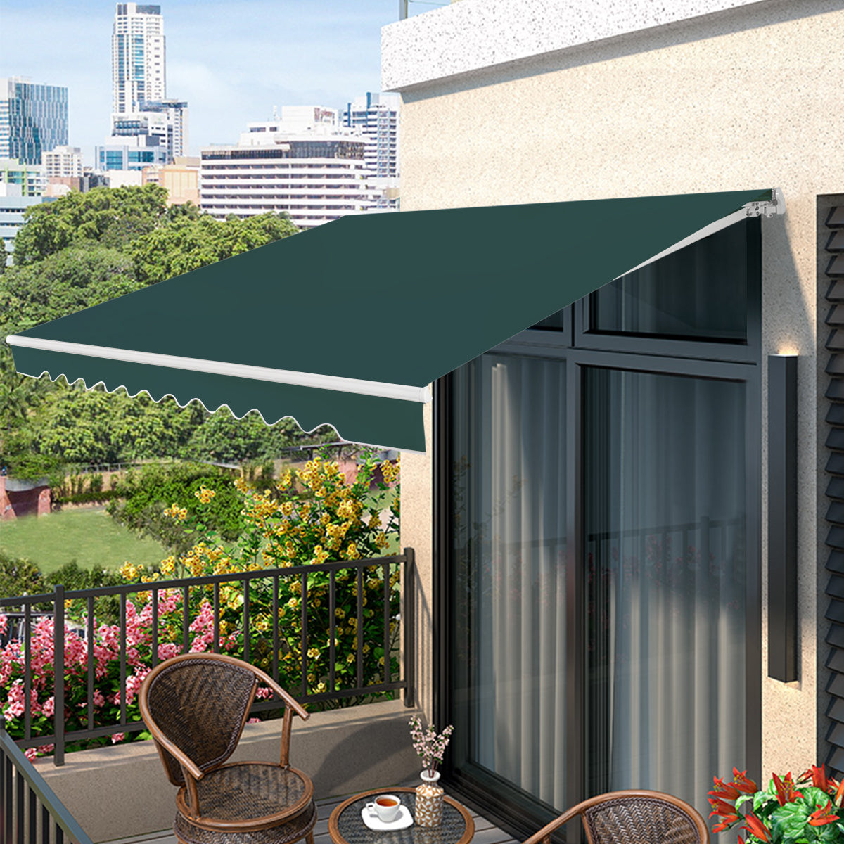 Toldo Retráctil Verde 4 x 2,5 m para Exterior
