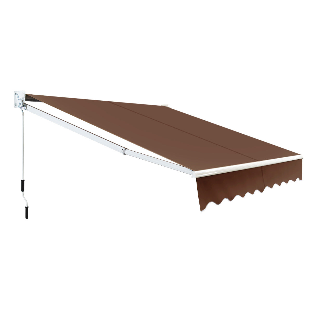 Toldo Retráctil 245 x 200 cm com Manivela Manual Poliéster Impermeável Marquise em Alumínio para Parede Porta Janela Castanho