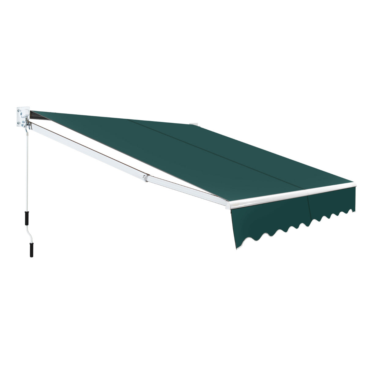 Toldo Retráctil 245 x 200 cm com Manivela Manual Poliéster Impermeável Marquise em Alumínio para Parede Porta Janela Verde