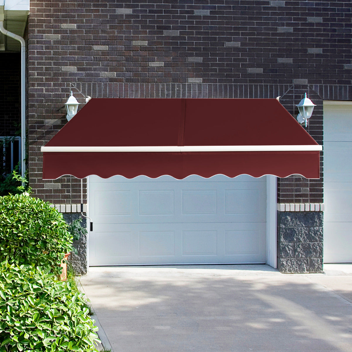 Toldo Retrátil 245 x 200 cm com Manivela Manual Poliéster Impermeável Marquise em Alumínio para Parede Porta Janela Vermelho Vinho