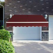 Toldo Retrátil 245 x 200 cm com Manivela Manual Poliéster Impermeável Marquise em Alumínio para Parede Porta Janela Vermelho Vinho