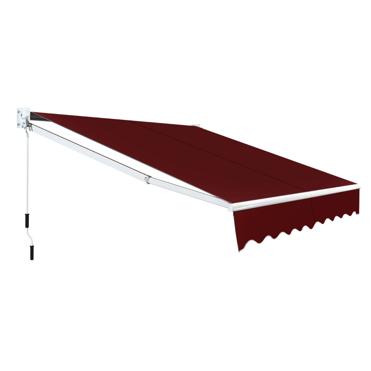 Toldo Retrátil 245 x 200 cm com Manivela Manual Poliéster Impermeável Marquise em Alumínio para Parede Porta Janela Vermelho Vinho