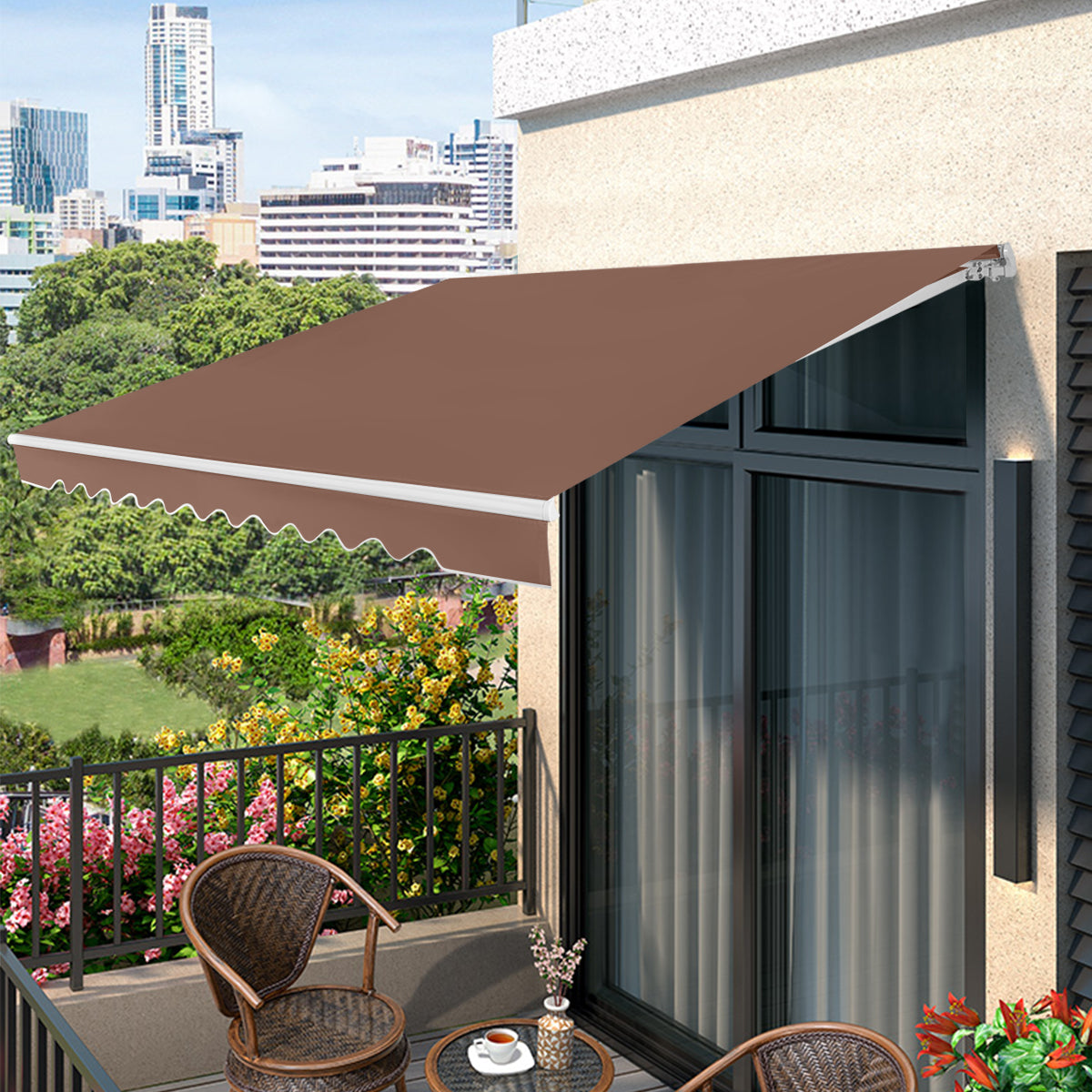 Toldo Retráctil de 3 x 2,5 M para Patio - Marrón
