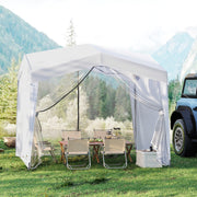 Carpa Dobrável Emergente com 4 Paredes Laterais Rede de Malha Bolsa com Rodas 8 Estacas 4 Cordas de Vento Branco
