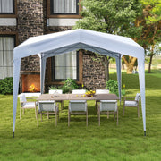 Tenda de Jardim Dobrável de 302 x 302 cm com Bolsa Portátil com Rodas 8 Estacas 4 Cordas de Vento Abrigo Dobrável para Exteriores Branco