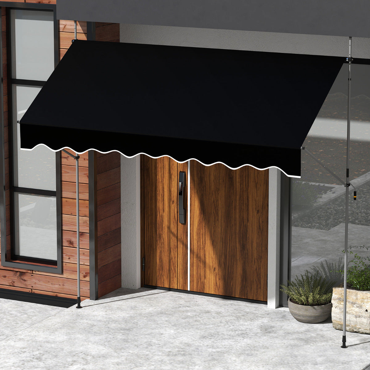 Toldo Retráctil Manual 3 m x 180 cm para Exterior - Preto