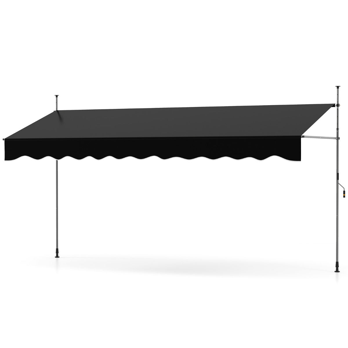 Toldo Retrátil Manual 4 m x 180 cm Sombra de Exterior Ajustável sem Perfuração com Manivela para Pátio Varanda Jardim Preto