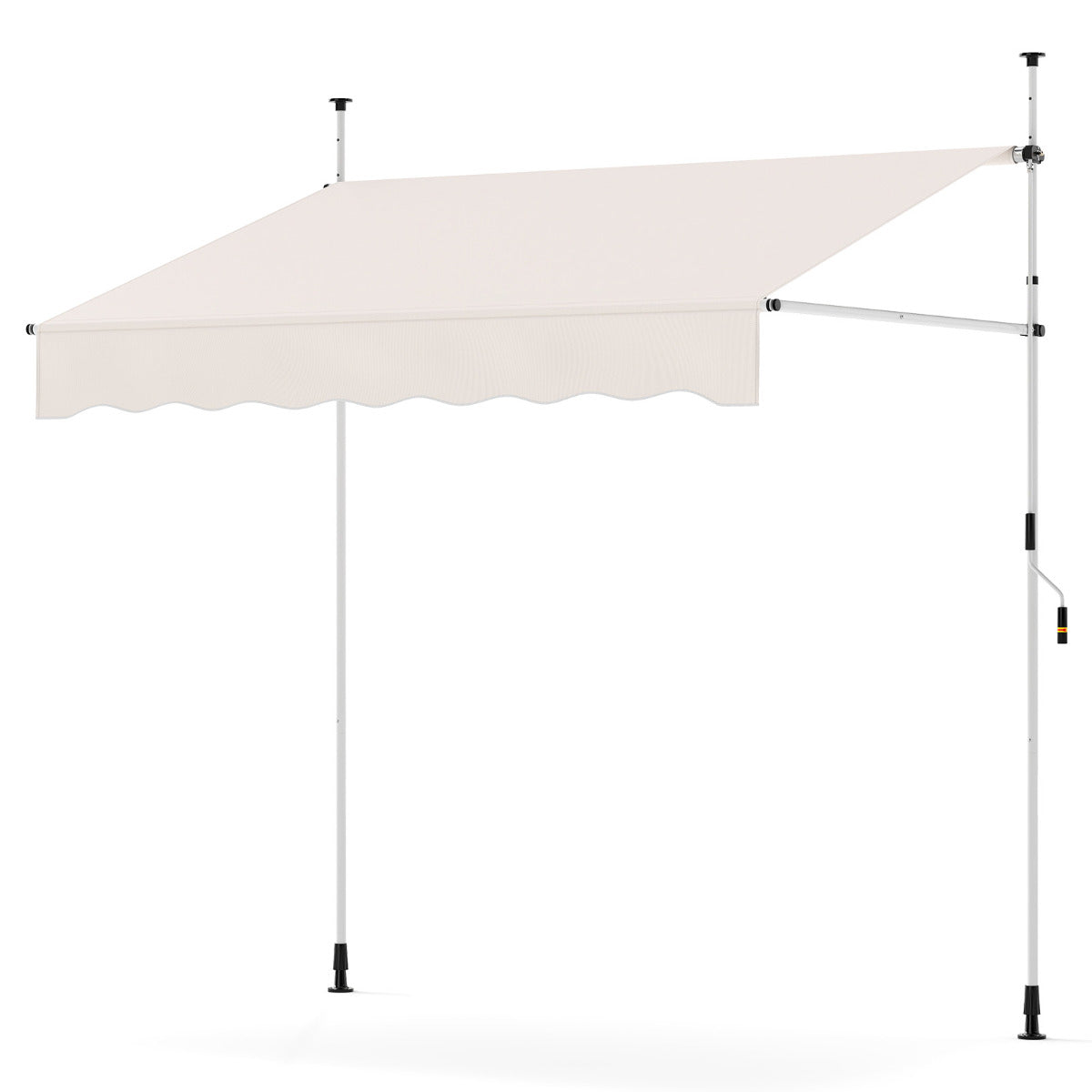 Toldo Retráctil Manual 2 m x 180 cm Sombra de Exterior Ajustável sem Perfuração com Manivela para Pátio Varanda Jardim Branco