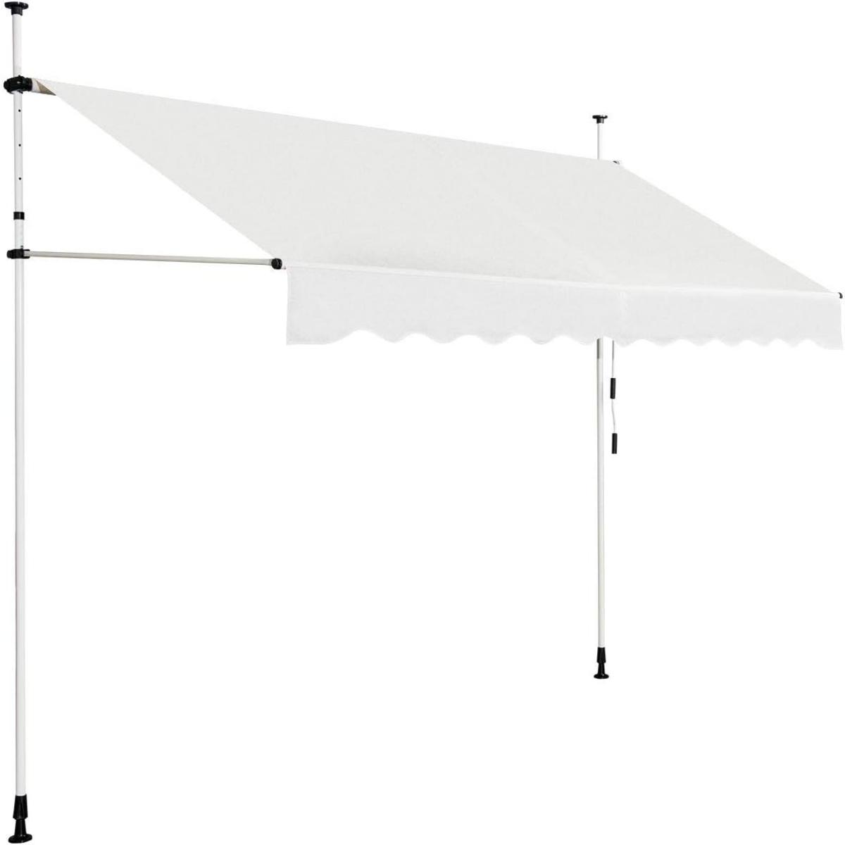 Toldo Exterior Terraço Ajustável em Altura 2-3 m 200 x 125 cm com Manivela Resistente Intempéries Bege