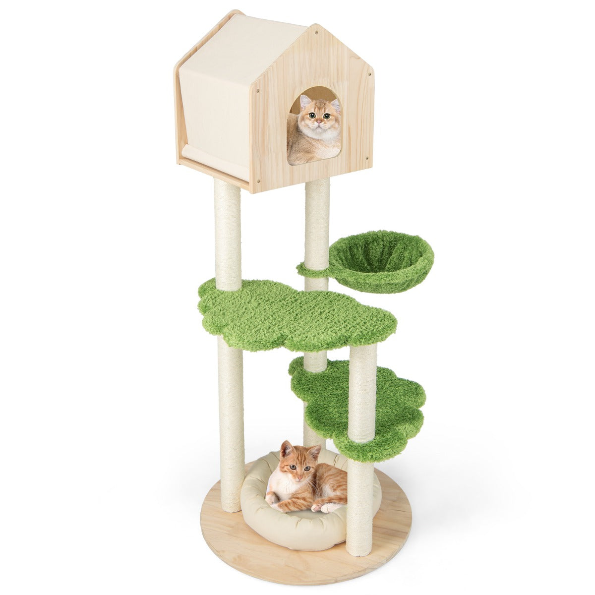 Torre para Gatos com 139 cm de Altura e Postes Arranhadores em Sisal