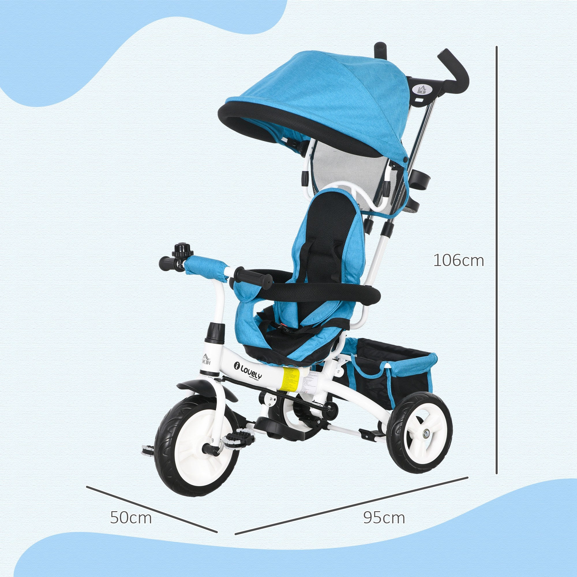 Triciclo Evolutivo 2 em 1 Azul 95x50x106 cm