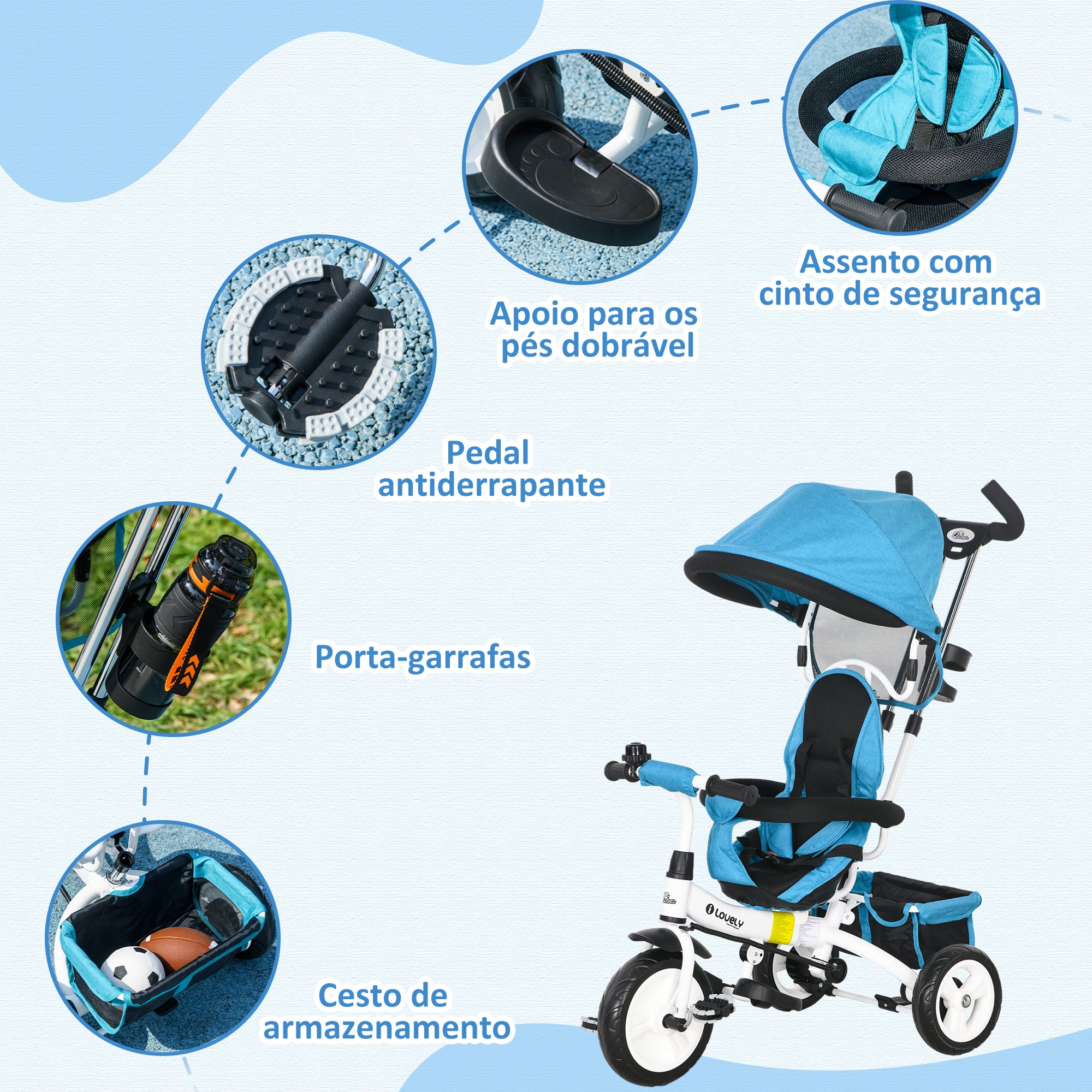 Triciclo Evolutivo 2 em 1 Azul 95x50x106 cm