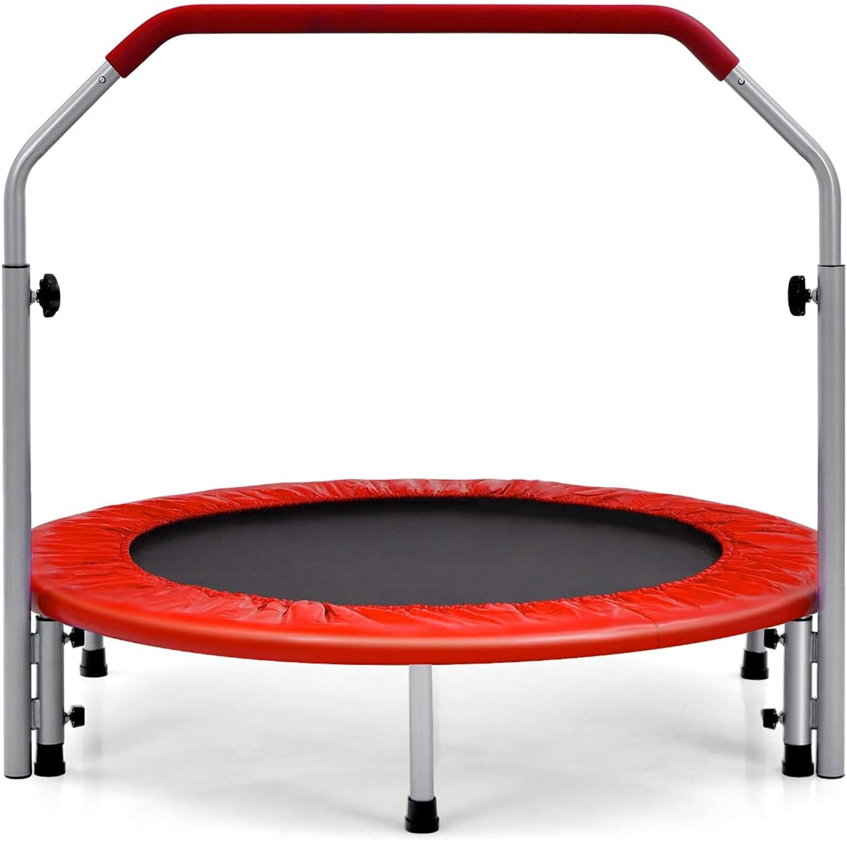 Mini Trampolim de Fitness Interior φ101cm com Pega Ajustável e Dobrável para Crianças Suporta 150kg